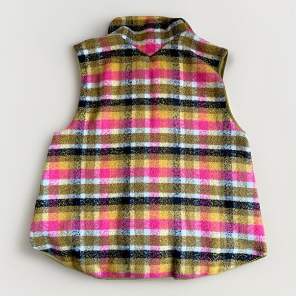 Free People Wrapped Up Blanket NWOT Vest Plaid Pockets Lined Size Medium - Picture 11 of 11